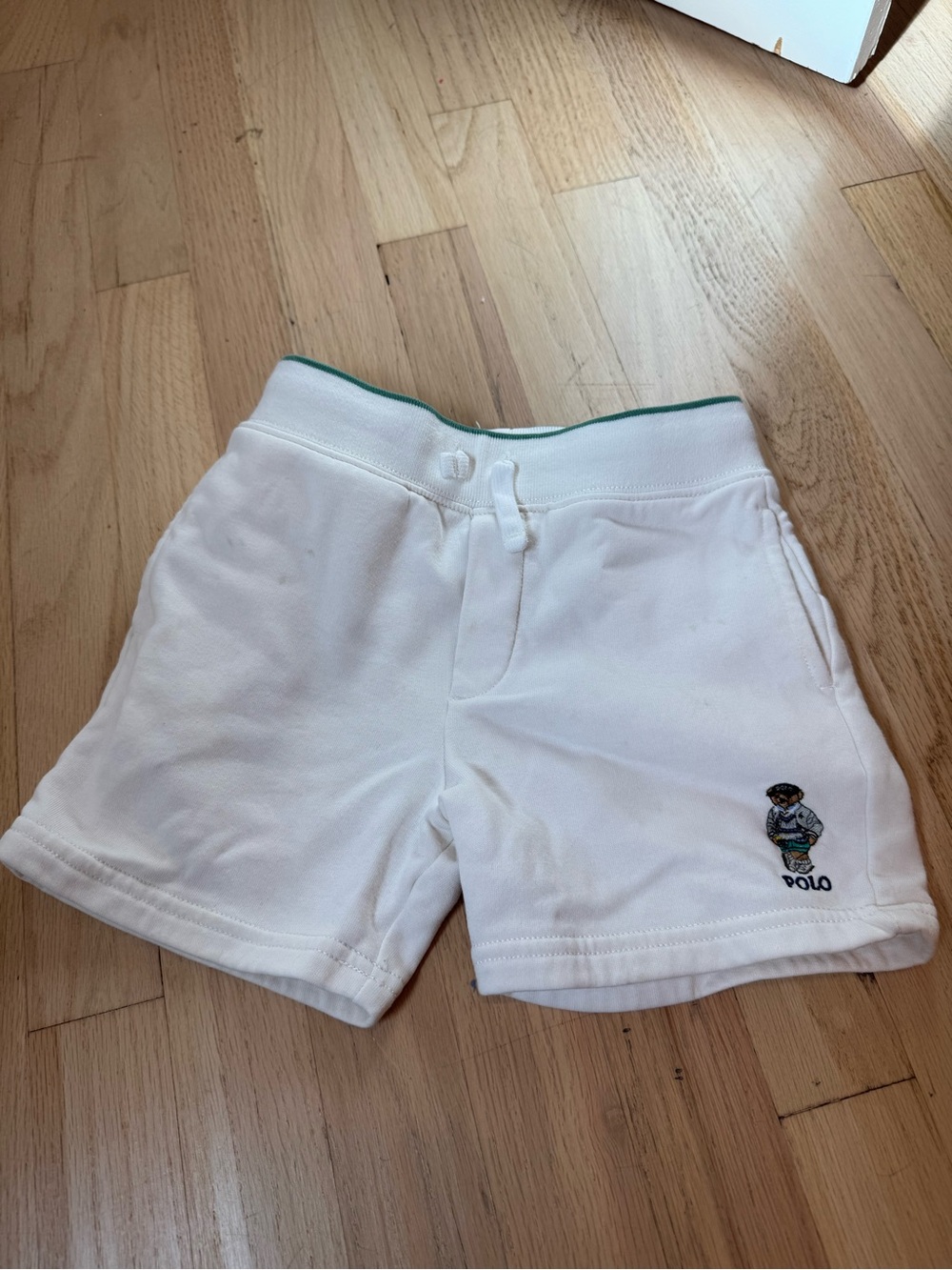 Polo by Ralph Lauren White Kids Cotton Shorts with Embroidered Polo Bear